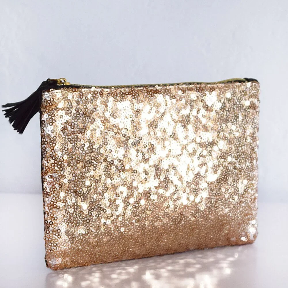 4/$20 Ipsy double-sided reversible makeup bag with tassel zipper pull